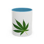 Marijuana Leaf Accent Coffee Mug | Cannabis Lover's Gift, Unique Coffee Cup, Pothead Mug, Stoner Gift Idea, Greenery Decor