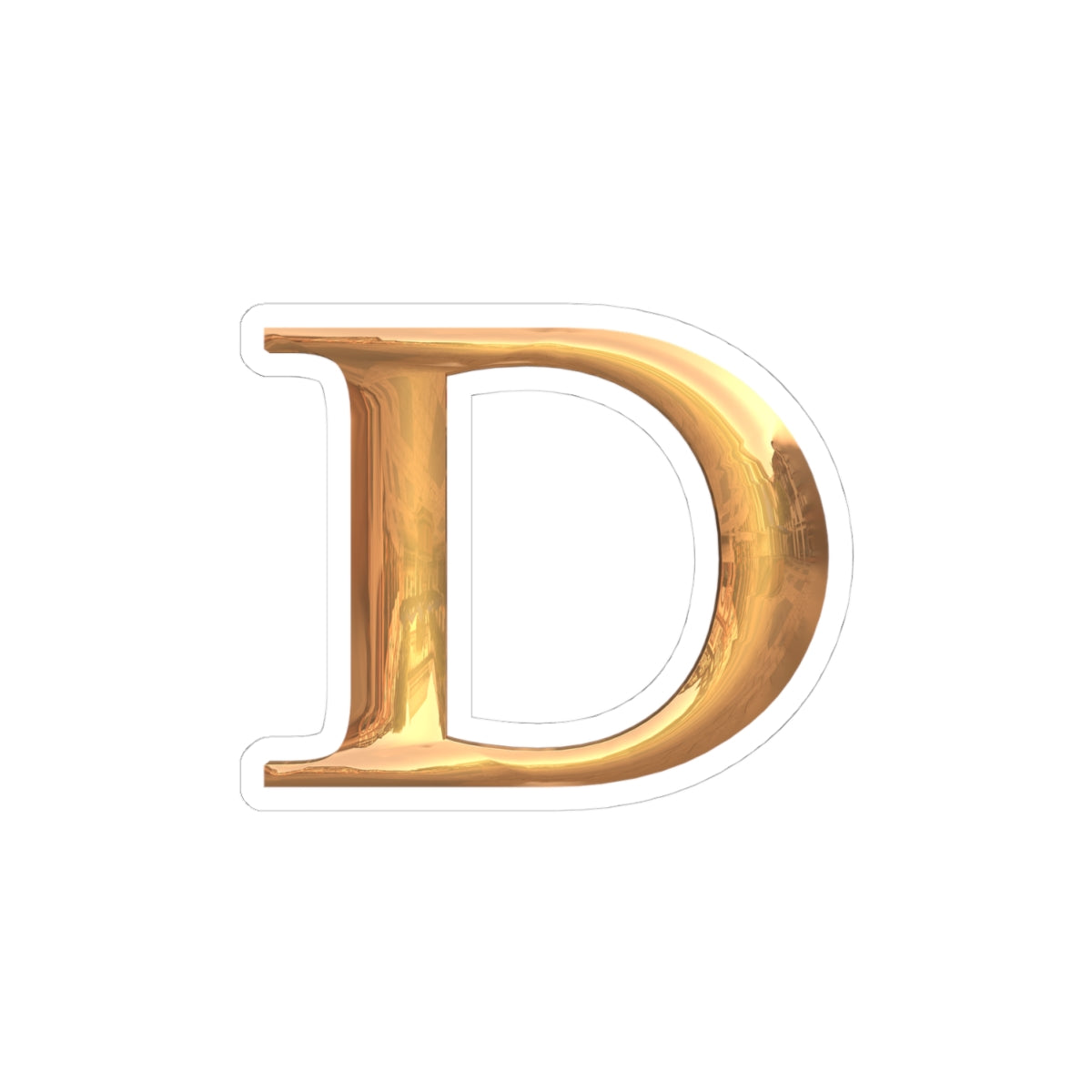Stylish Gold Letter 'D' Kiss-Cut Sticker, Personalized Decal, Laptop Sticker, Custom Monogram, Perfect for Gifts