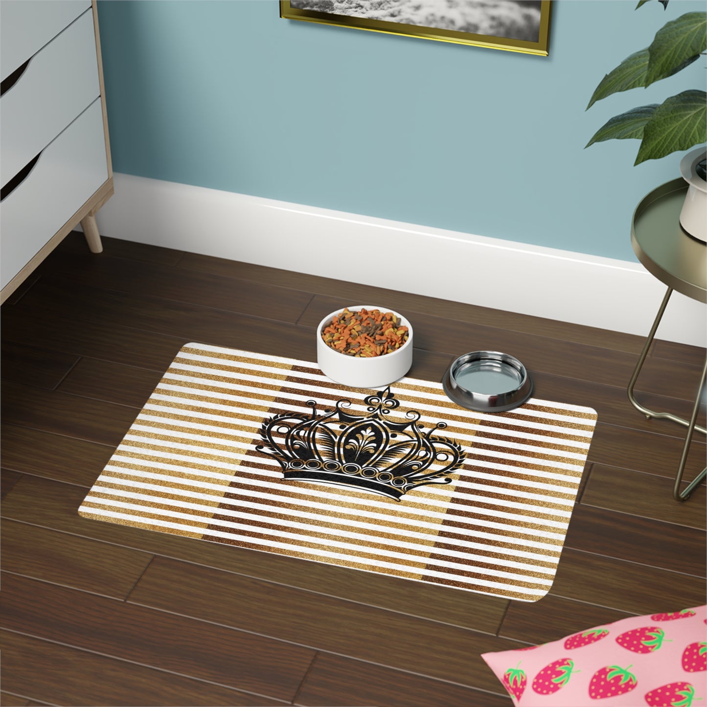 Royal Crown Gold Stripe Pet Food Mat (12x18)