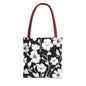 Elegant Floral Tote Bag, Black and White Tote, Eco-Friendly Shopping Bag