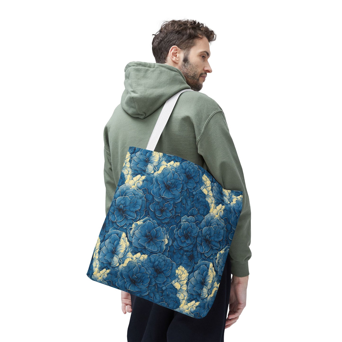 Floral Blue Peony Tote