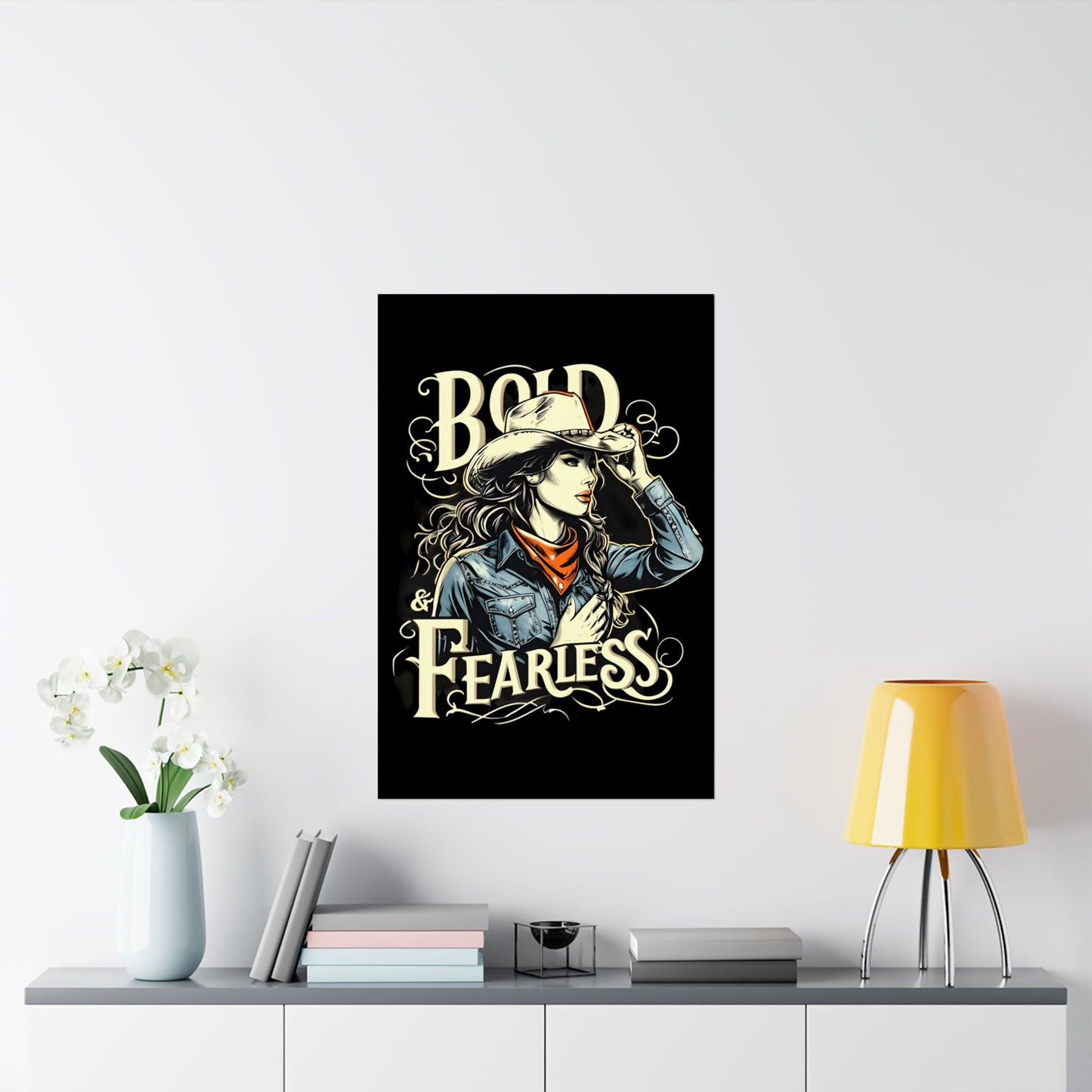 Bold & Fearless Cowboy Woman Poster — Matte Vertical Wall Art