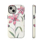 Floral Phone Case with Elegant Pink Lilies, Cute Floral Accessories, Phone Protection, Gift for Her, Stylish Cell Phone Cover