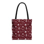 Christmas Snowflake Tote Bag – Burgundy Holiday Patterned Carryall