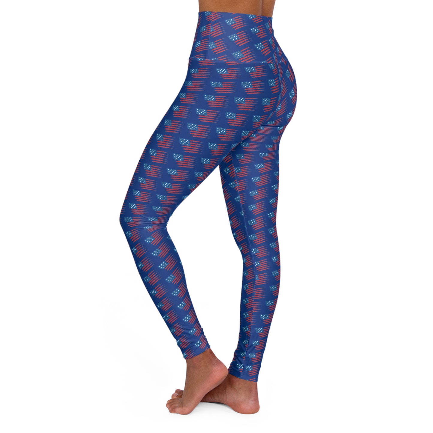 Patriotic High Waisted Yoga Leggings, Fitness Apparel, Workout Gear, AOP Leggings, Yoga Pants, Independence Day Gift