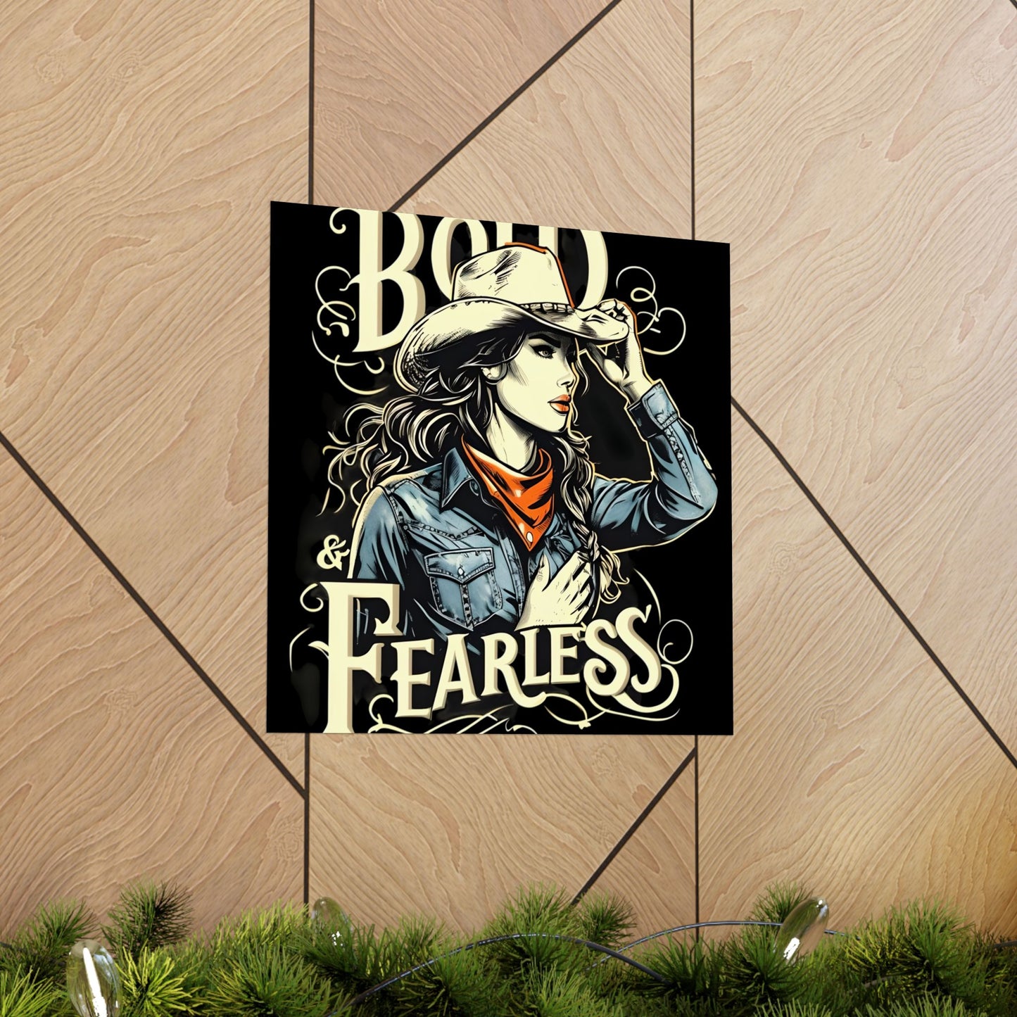 Bold & Fearless Cowboy Woman Poster — Matte Vertical Wall Art