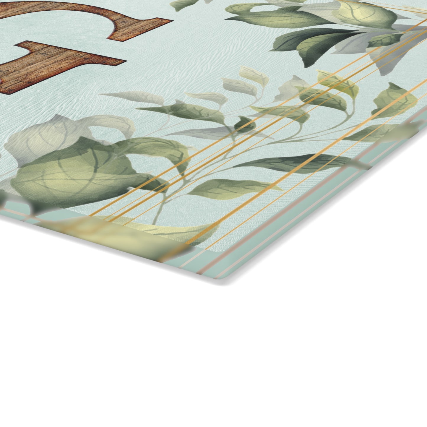 Glass Cutting Board — Monogram G Floral Wood Initial Decorative Kitchen Board