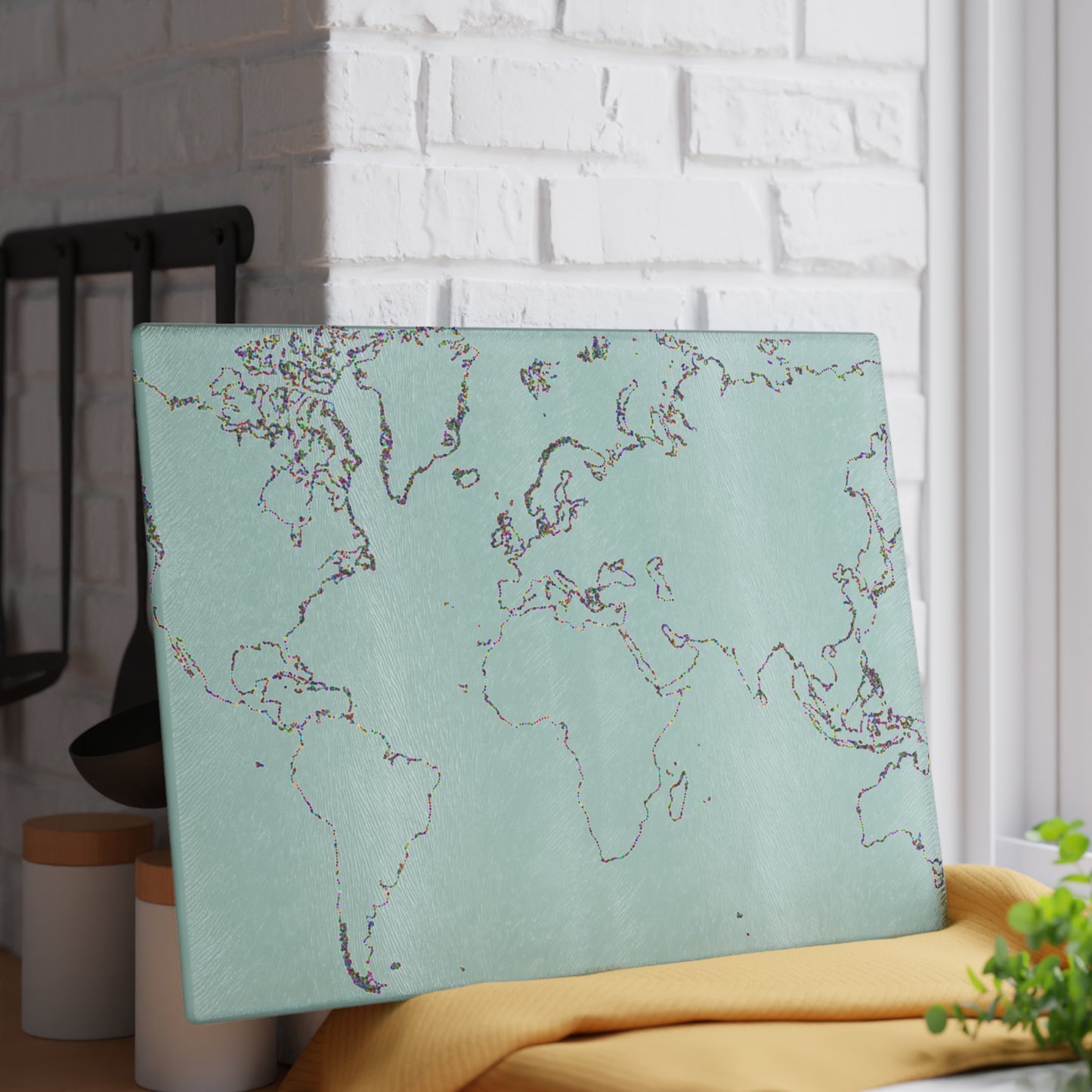 World Map Glass Cutting Board, Kitchen Decor, Unique Gift, Culinary Accessory, Home Cooking, Travel Enthusiast Gift