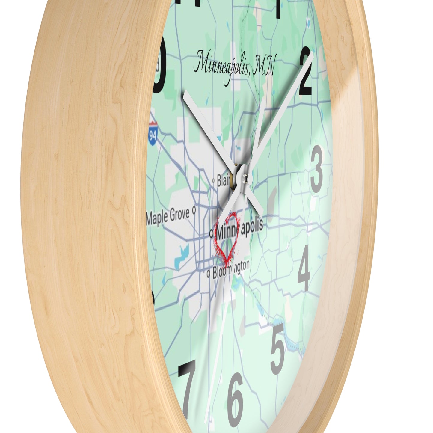 Personalized Map Wall Clock, Custom Home Decor, Minneapolis Gift, Modern Clock, Unique Housewarming, Wall Art, Office Decor
