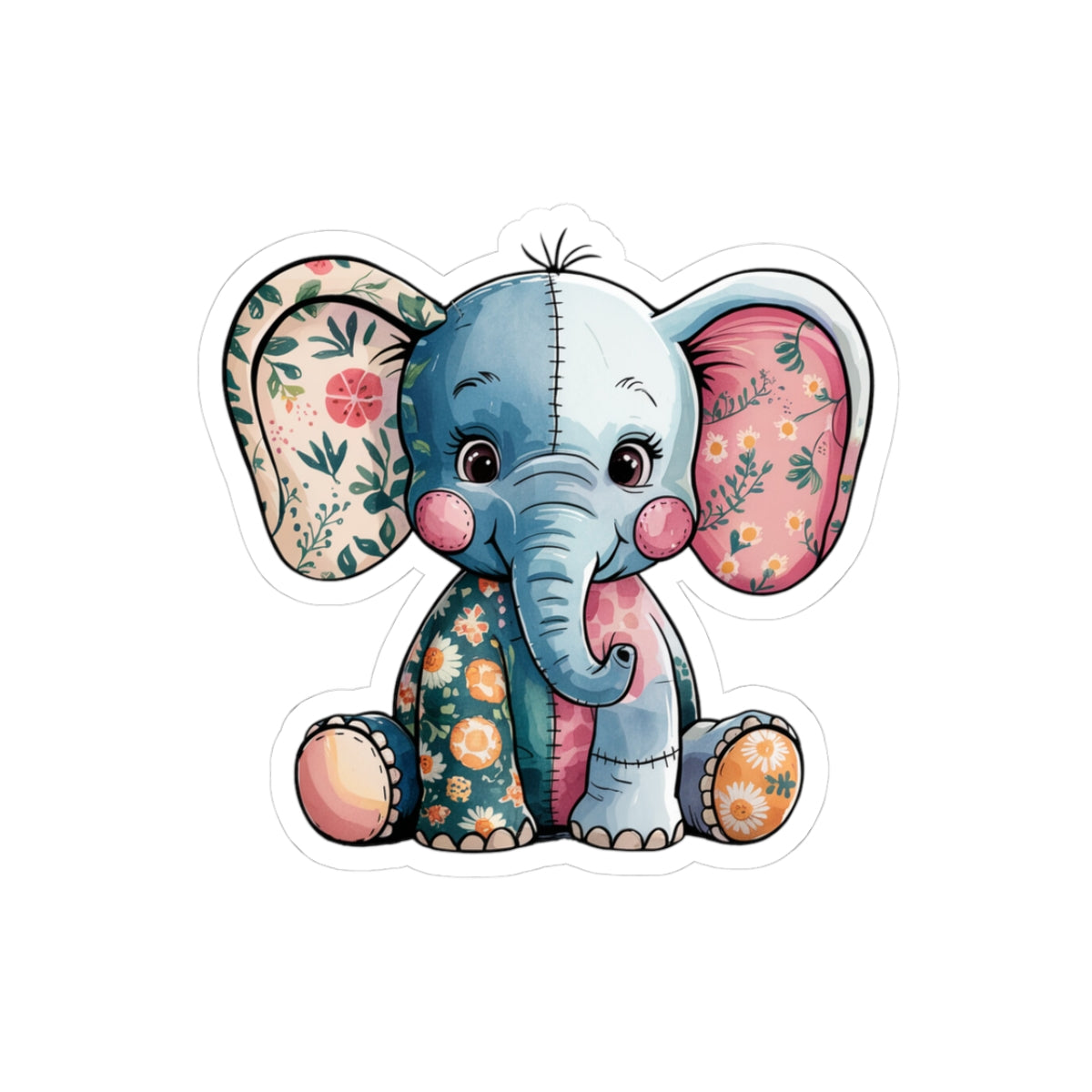 Cute Elephant Kiss-Cut Stickers, Baby Shower Decor, Nursery Wall Art, Laptop Stickers, Gift for Animal Lovers, Cute Animal Decor