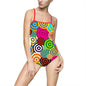 Colorful Geometric Women's One-Piece Swimsuit, Summer Beachwear, Pool Party Attire, Vacation Outfit, Swim Fashion