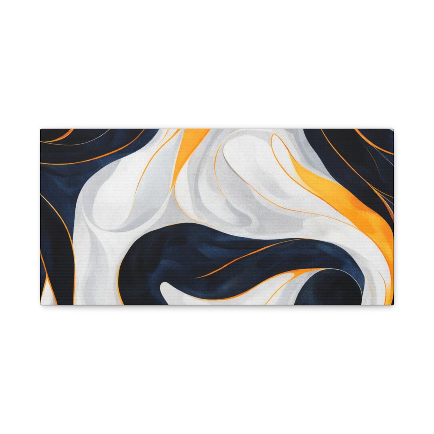 Abstract Navy & Gold Swirl Matte Canvas Wall Art