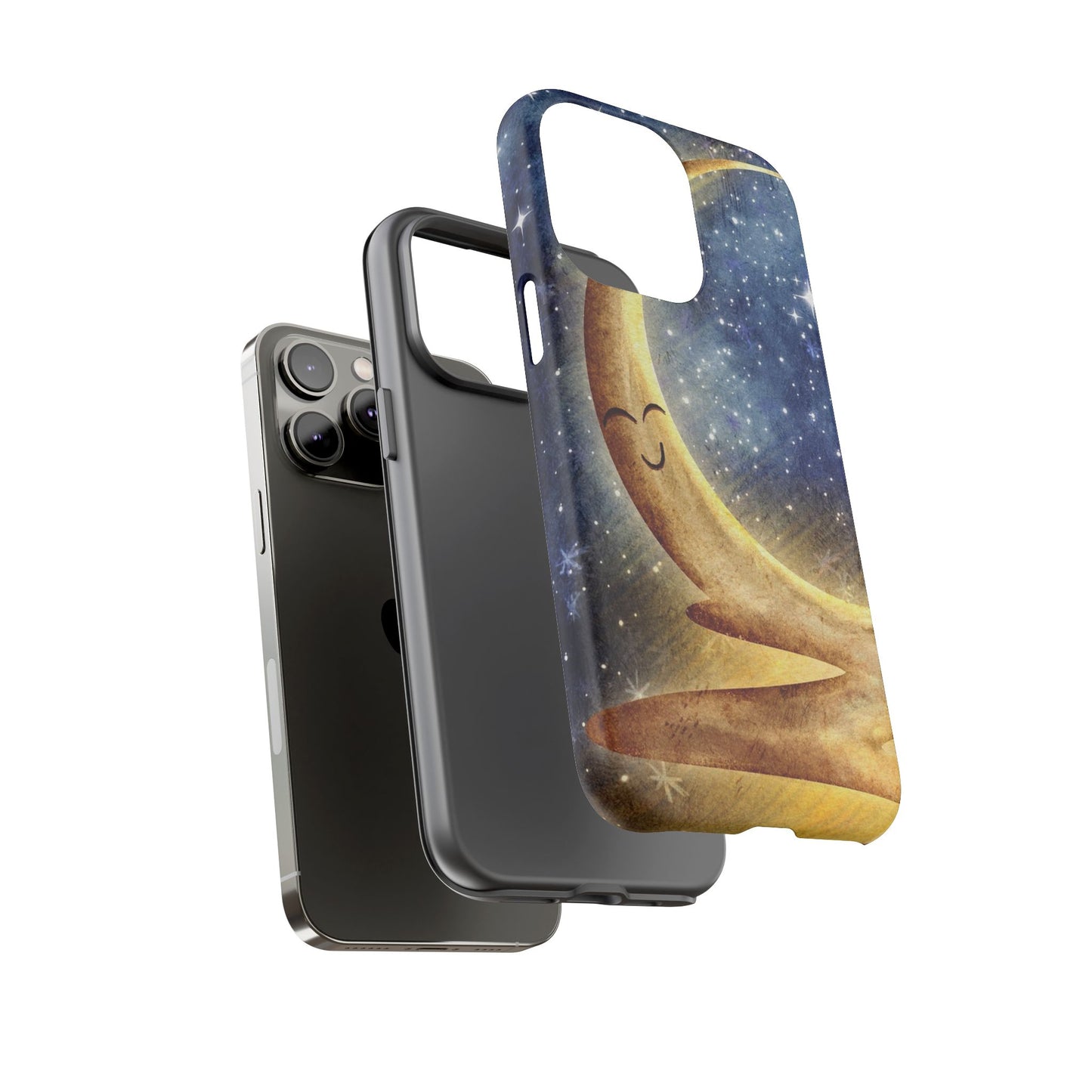 Moonlit Smile Phone Case — Starry Night Crescent Moon iPhone Cover