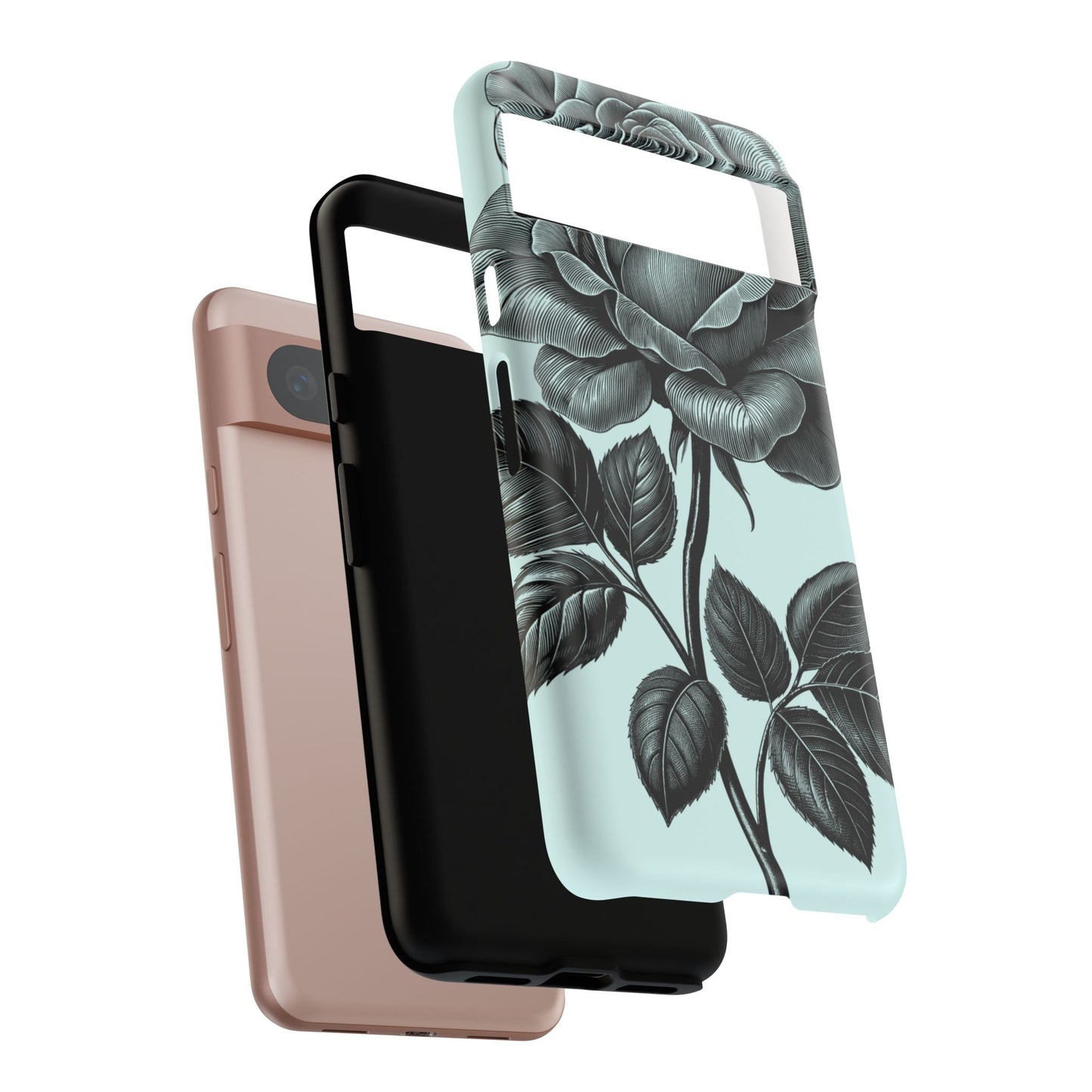 Elegant Floral Phone Case, Tough Cases for iPhones, Black Rose Design, Gift for Her, Stylish Phone Cover, Birthday Gifts