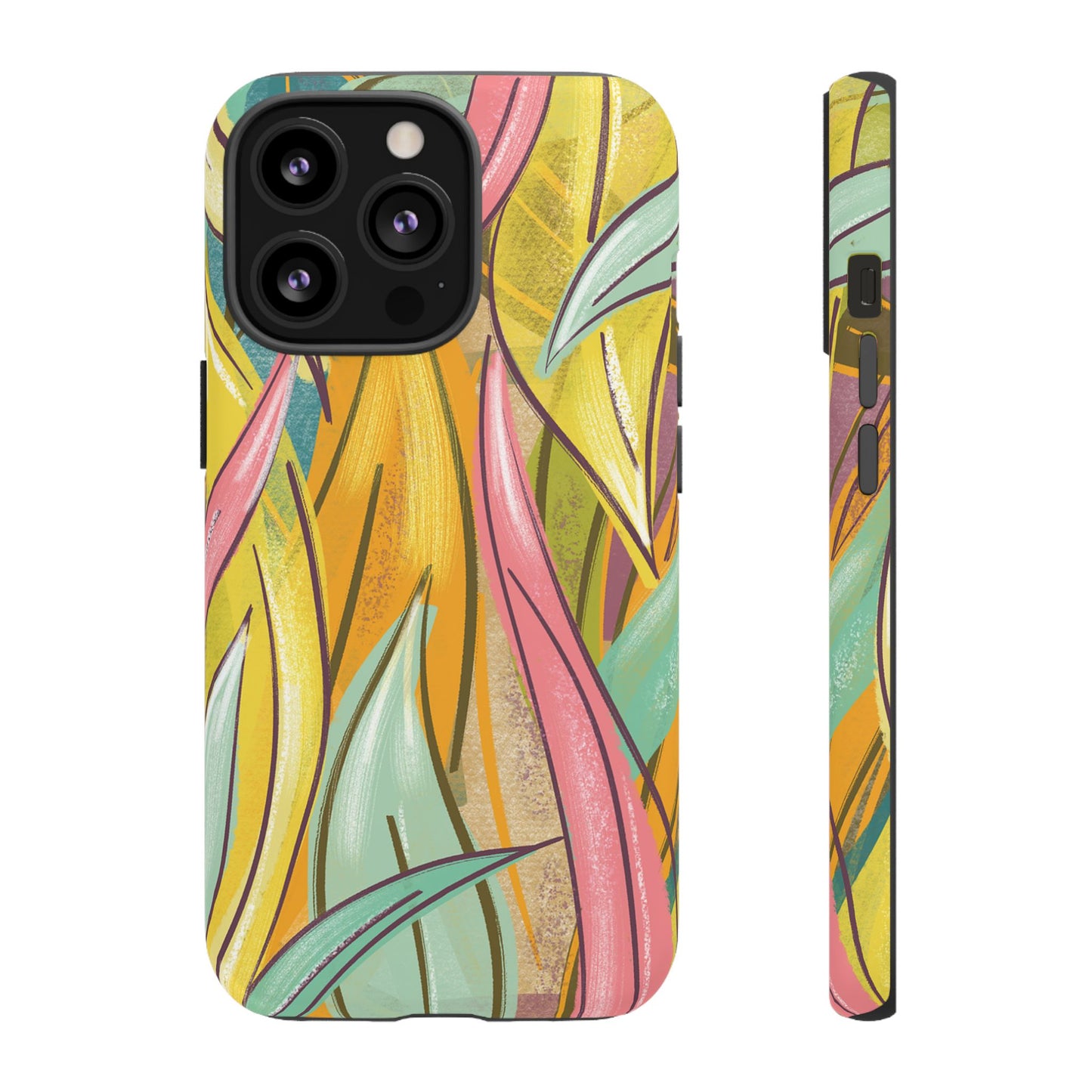 Vibrant Phone Case with Colorful Leaf Design, Tough Cases for Nature Lovers, Eco-Friendly Gift, Summer Vibes, Floral Phone Cover