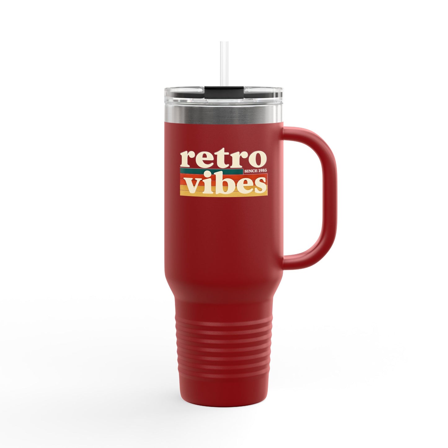Retro Vibes Insulated 40oz Travel Mug | Fun Travel Cup for Coffee Lovers, Perfect for Road Trips, Picnics, Gifts