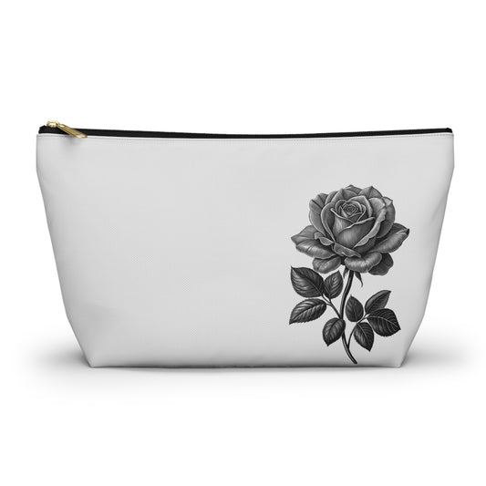 Black Rose Accessory Pouch | Makeup Bag | Travel Organizer | Gift for Her | Floral Design | Elegant Storage