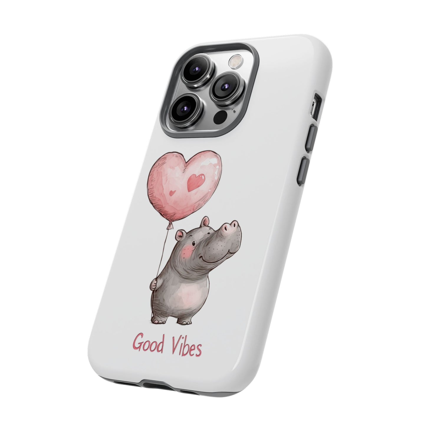 Cute Hippo Phone Case - Good Vibes Design, Animal Lover Gift, Fun Accessory, Birthday Present, Phone Accessories