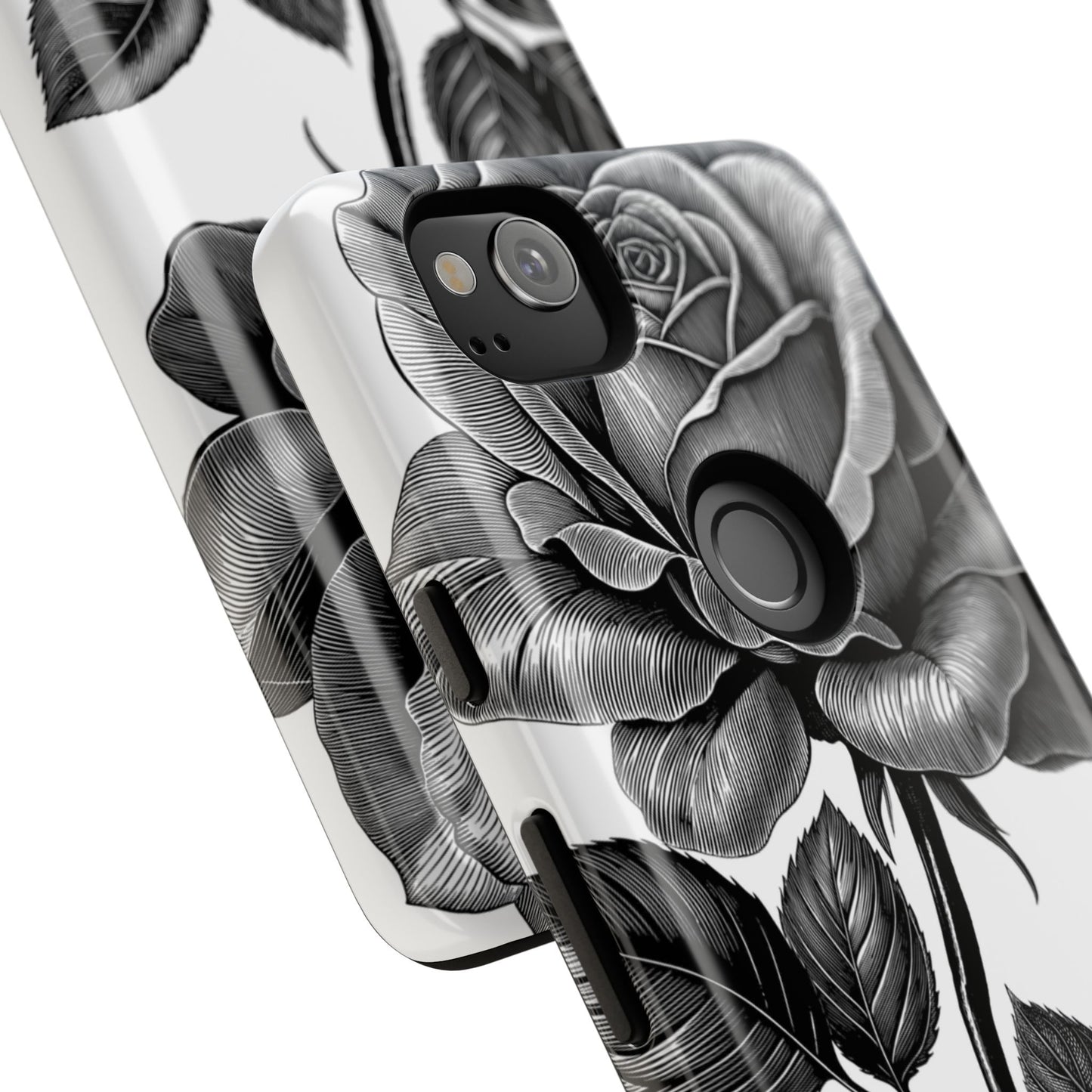 Elegant Floral Phone Case - Tough Cases, Black Rose Design, Floral Phone Cover, Stylish Phone Accessory, Gift for Her, Mother's Day