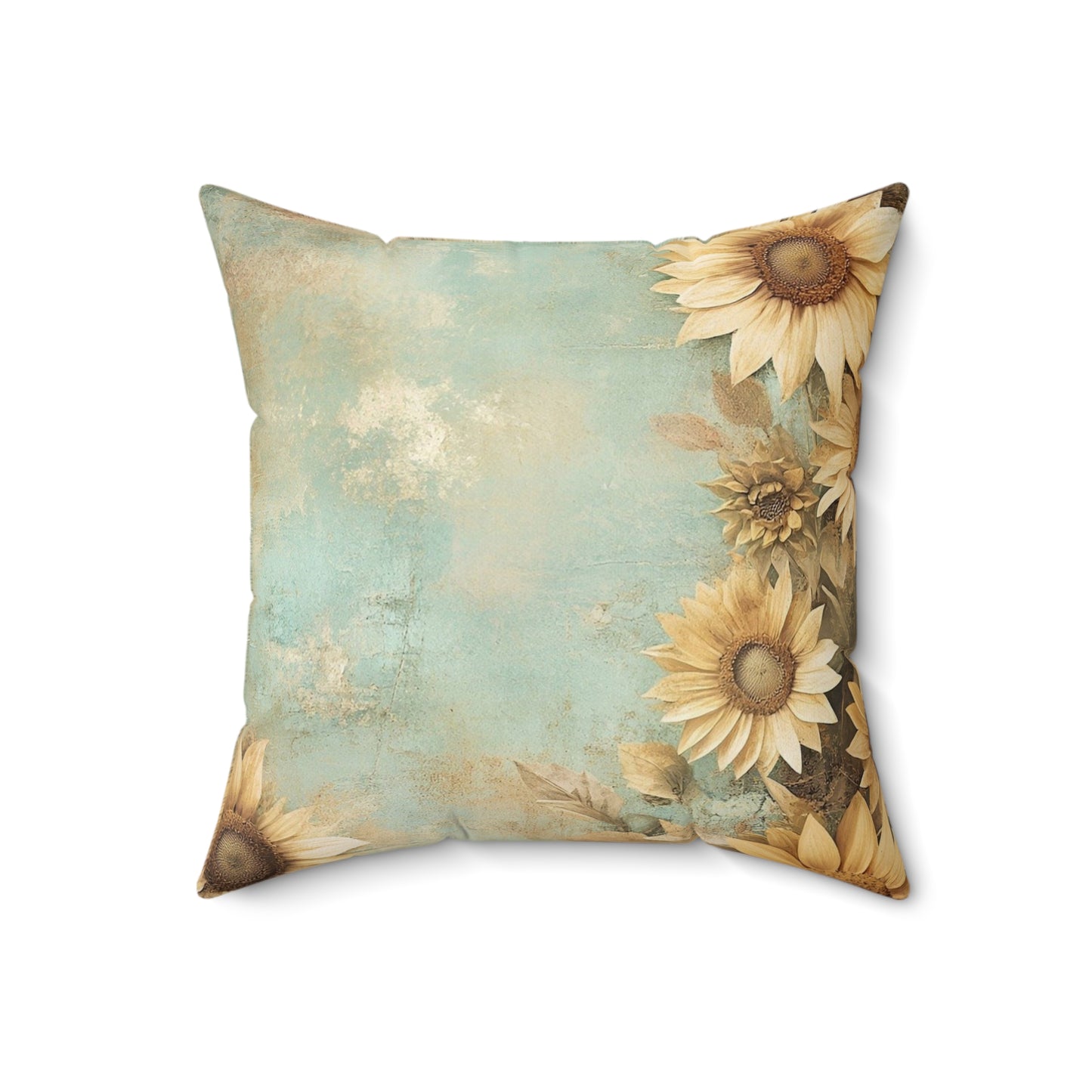 Sunflower Print Square Pillow, Floral Home Decor, Cozy Throw Cushion, Rustic Room Accent, Gift for Her, Summer Vibes