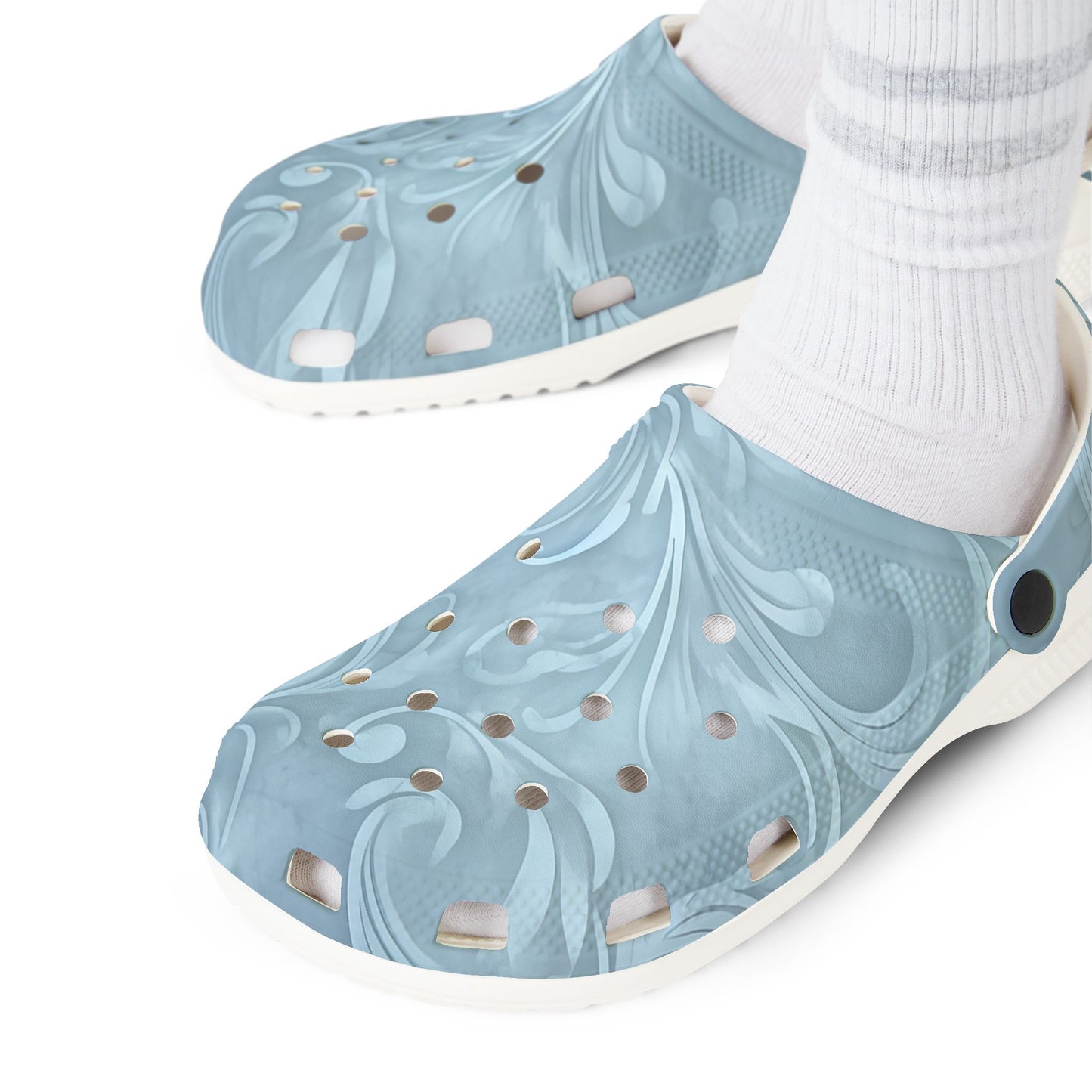 Blue Swirl EVA Foam Clogs — Comfortable Water-Friendly Slip-On Shoes
