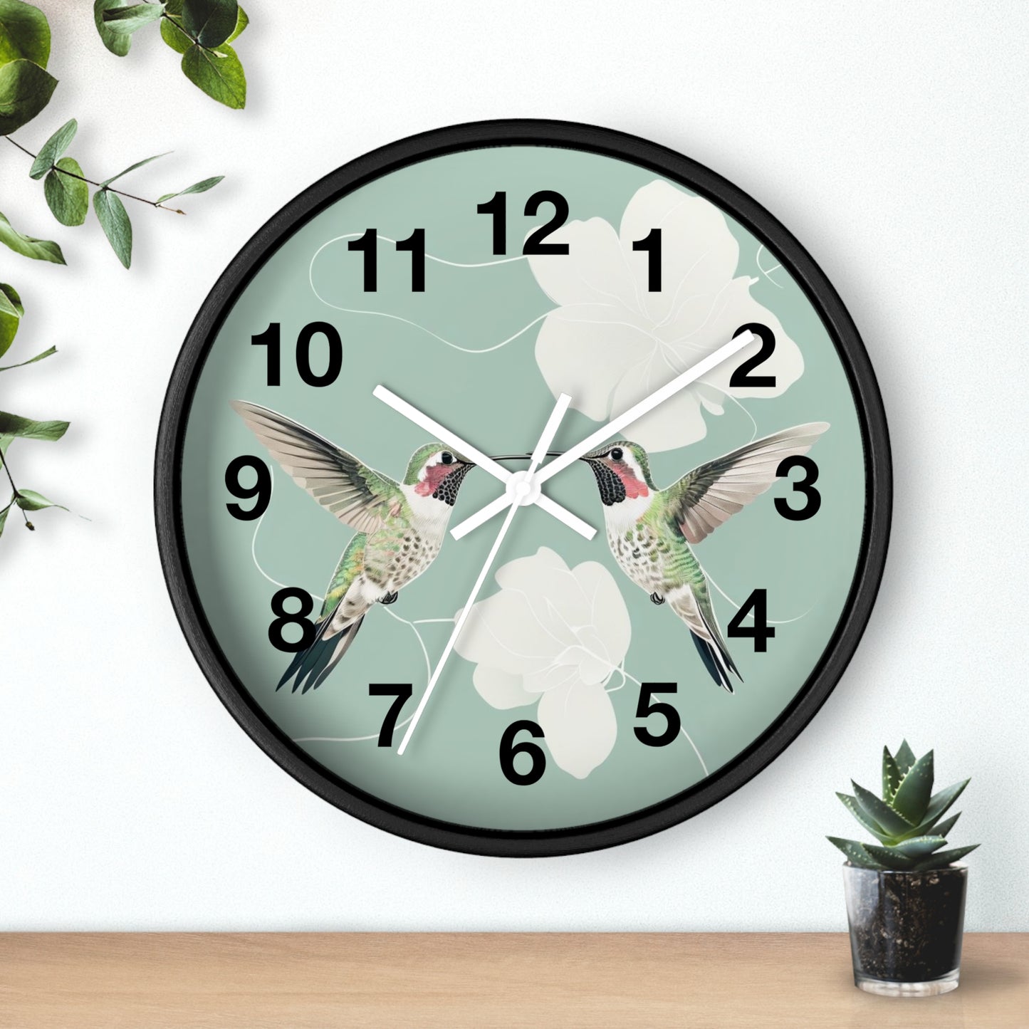 Hummingbird Floral Wall Clock | Mint Bird Clock