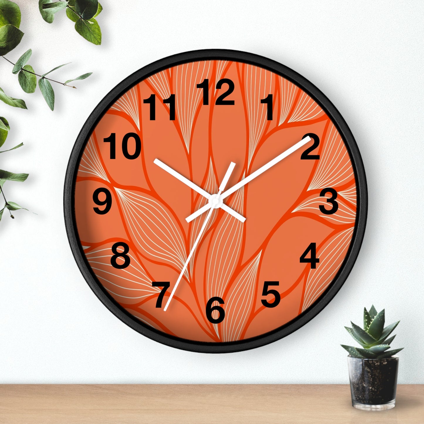 Modern Floral Wall Clock, Home Decor, Unique Timepiece, Boho Style, Office Decoration, Gift Idea