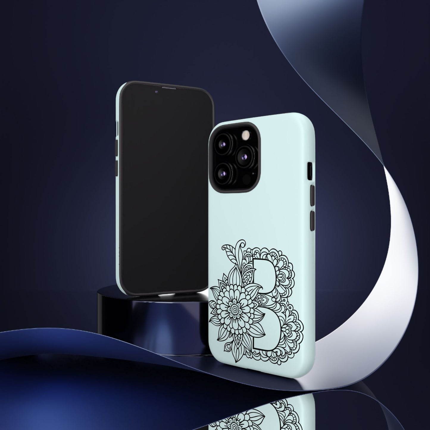 Personalized Tough Phone Case- Letter B, Floral Monogram Cell Phone Cover, Custom Protective Case, Unique Gift, Birthday, Graduation