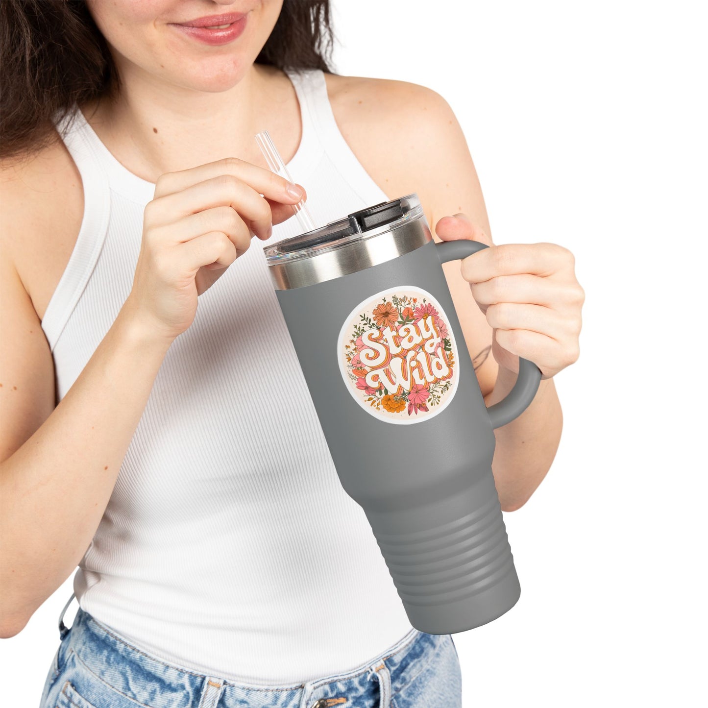 Stay Wild Floral 40oz Insulated Travel Mug