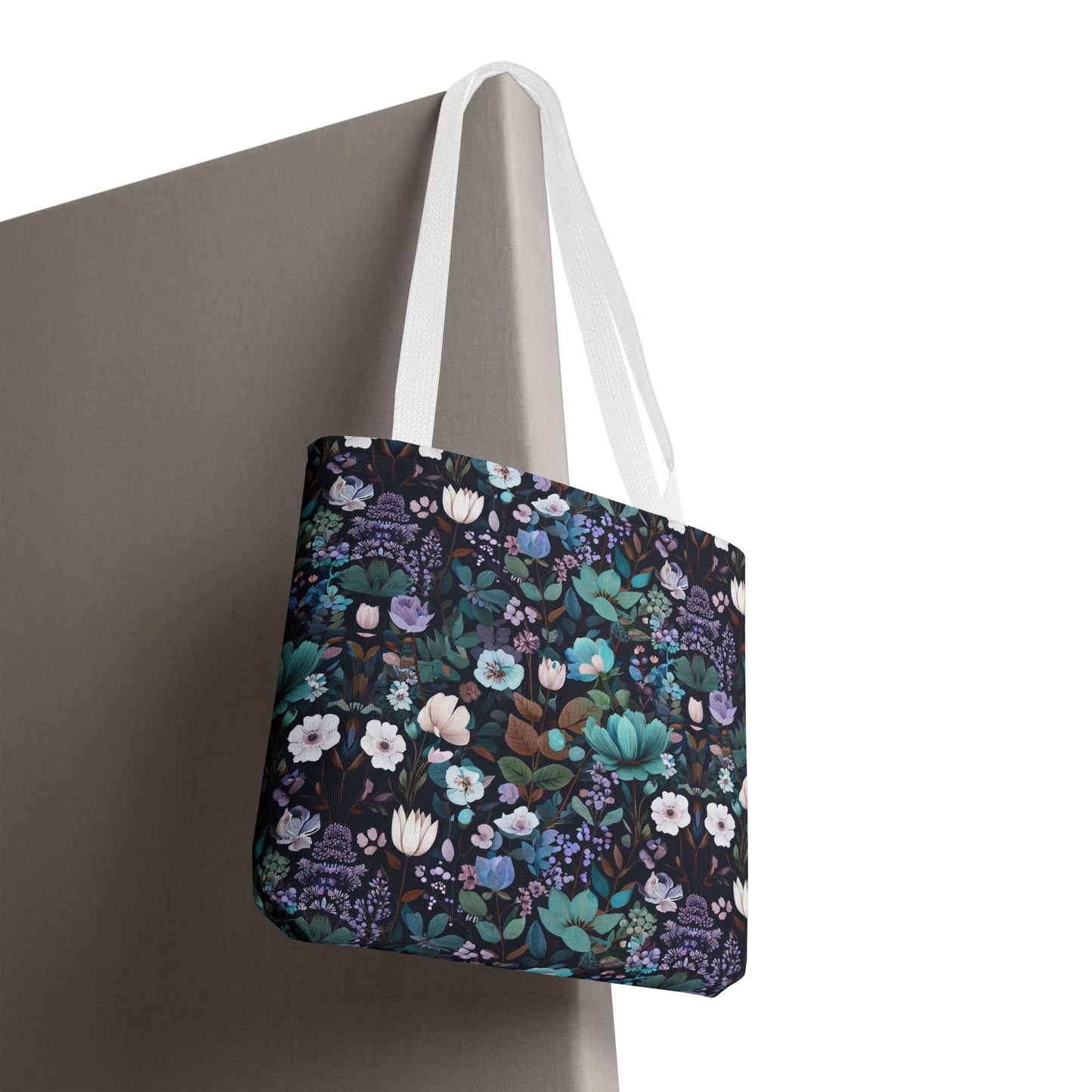Floral Nightfall Tote Bag — Dark Botanical All-Over Print