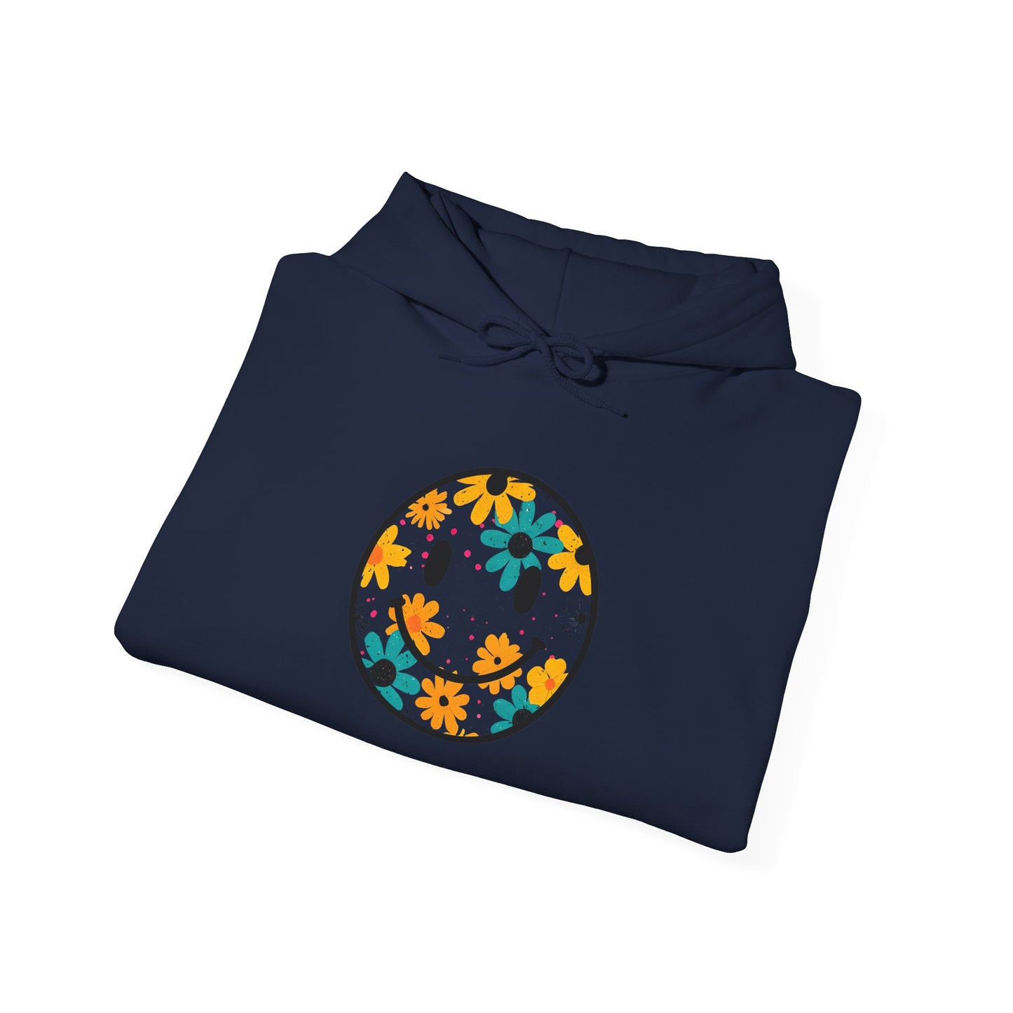 Floral Smiley Hoodie — Retro Daisy Smile Graphic Hoodie