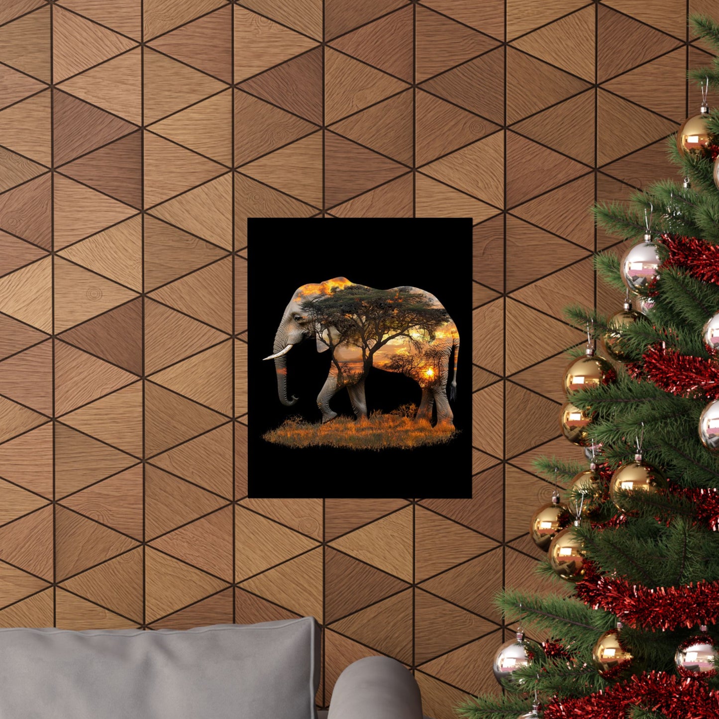 Elephant Sunset Matte Vertical Poster, Wall Art Decor, Animal Lovers Art, Gift for Nature Enthusiasts, Home Decoration