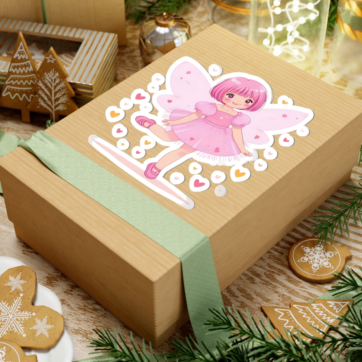 Pink Fairy Girl Kiss-Cut Sticker — Cute Anime Fairy Décor for Laptops & Journals