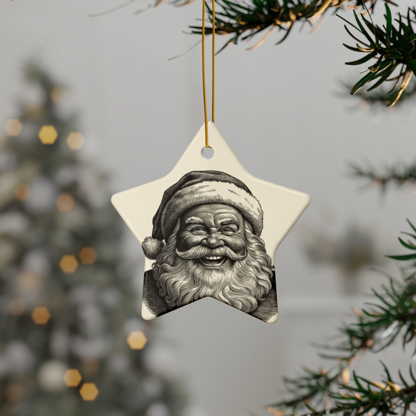 Festive Ceramic Ornaments, 2-Sided Print for Christmas Decor, Personalized Holiday Gifts, Winter Decorations, Santa Claus Ornaments