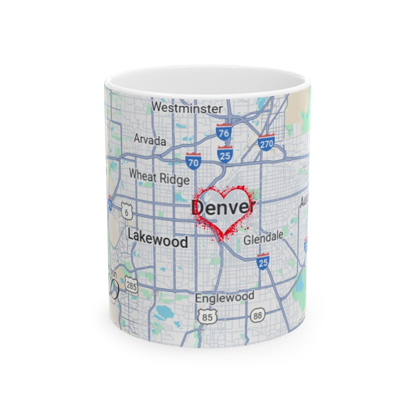 Personalized Denver Map Ceramic Mug - Custom Coffee Cup, Great Gift for Coffee Lovers, Home Decor, Moving Away, Housewarming, Road Trip