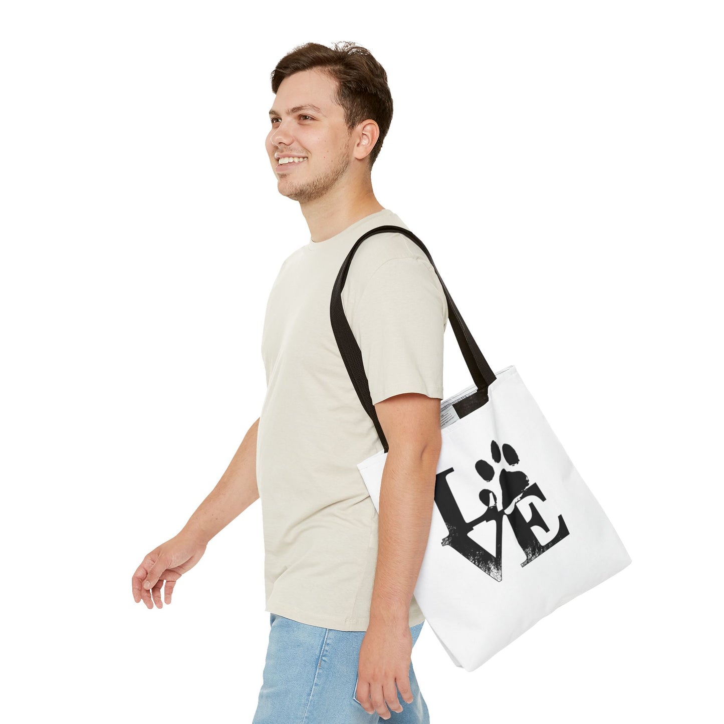 Love Paw Print Tote Bag, Pet Lover's Gift, Eco-Friendly Shopping Bag, Animal Rescue Fundraiser, Personalized Pet Tote