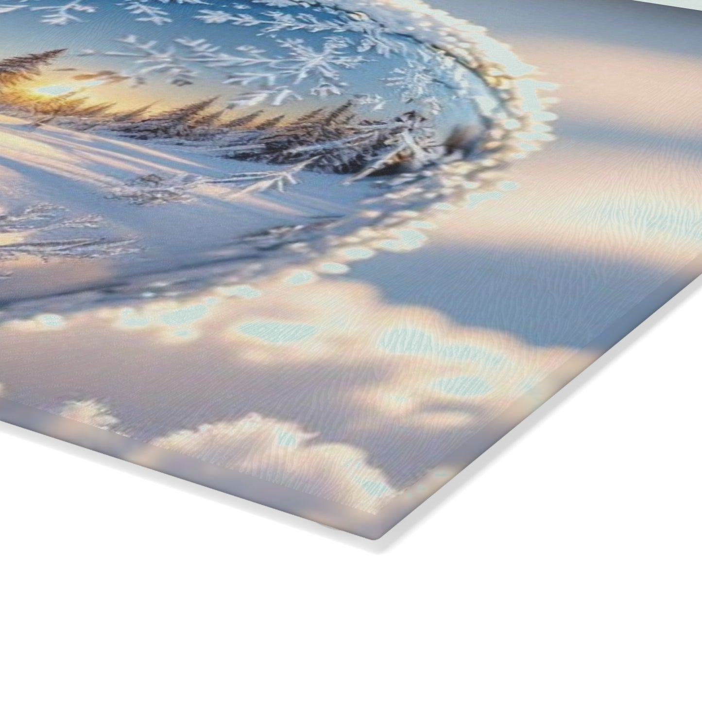 Winter Wonderland Glass Cutting Board, Holiday Kitchen Decor, Snowy Scene Art, Unique Gift for Chefs, Christmas & Winter Celebrations