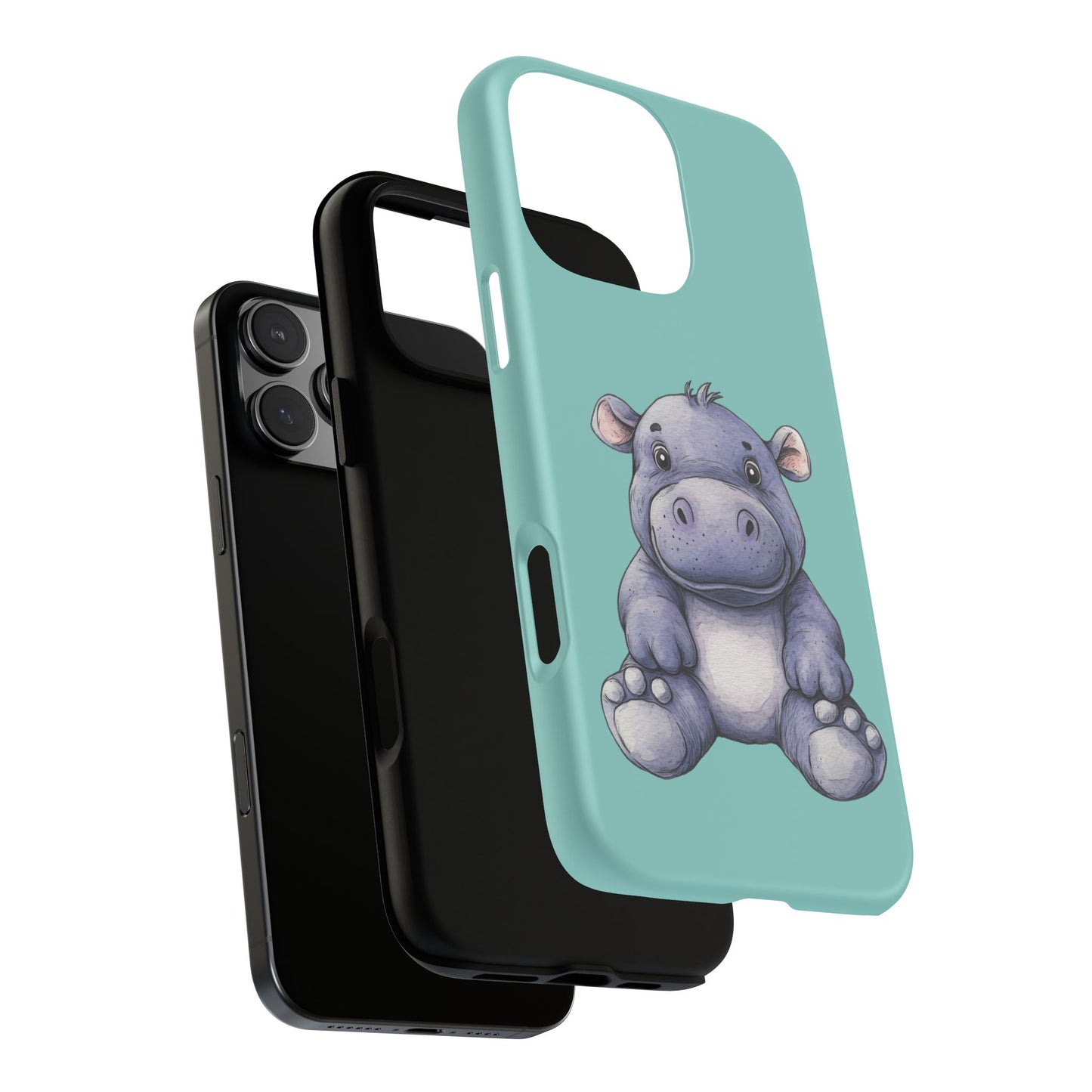 Cute Hippo Phone Case, Tough Phone Cover, Fun Animal Case, Gift for Kids, Cute Decor, Birthday Present