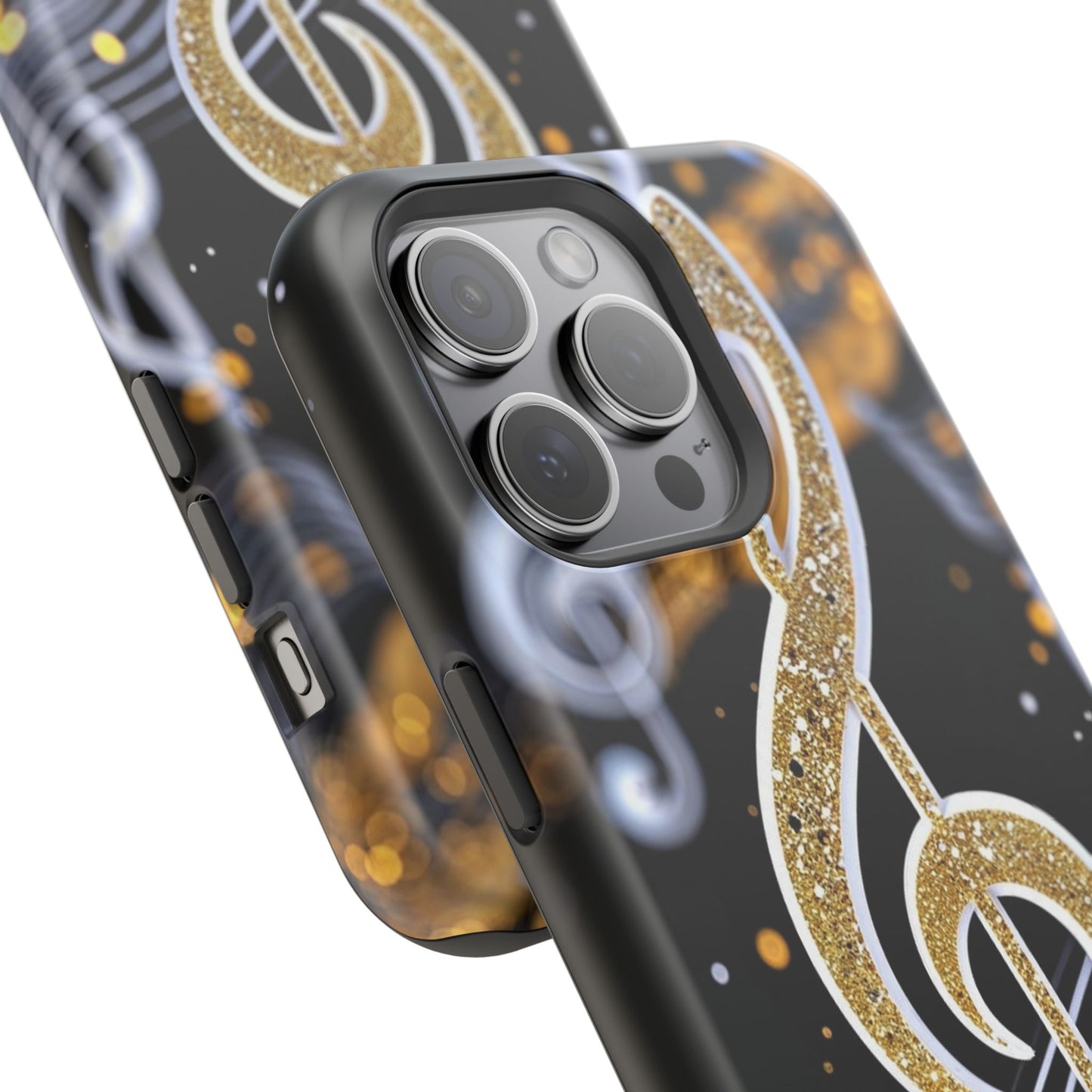Music Notes Magnetic Impact-Resistant Phone Case — Gold Treble Clef Design