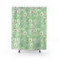 Daisy Meadow Shower Curtain — Pastel Green Floral Bath Curtain