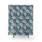 Floral Shower Curtain – Pink Blossoms on Teal Botanical Bathroom Decor