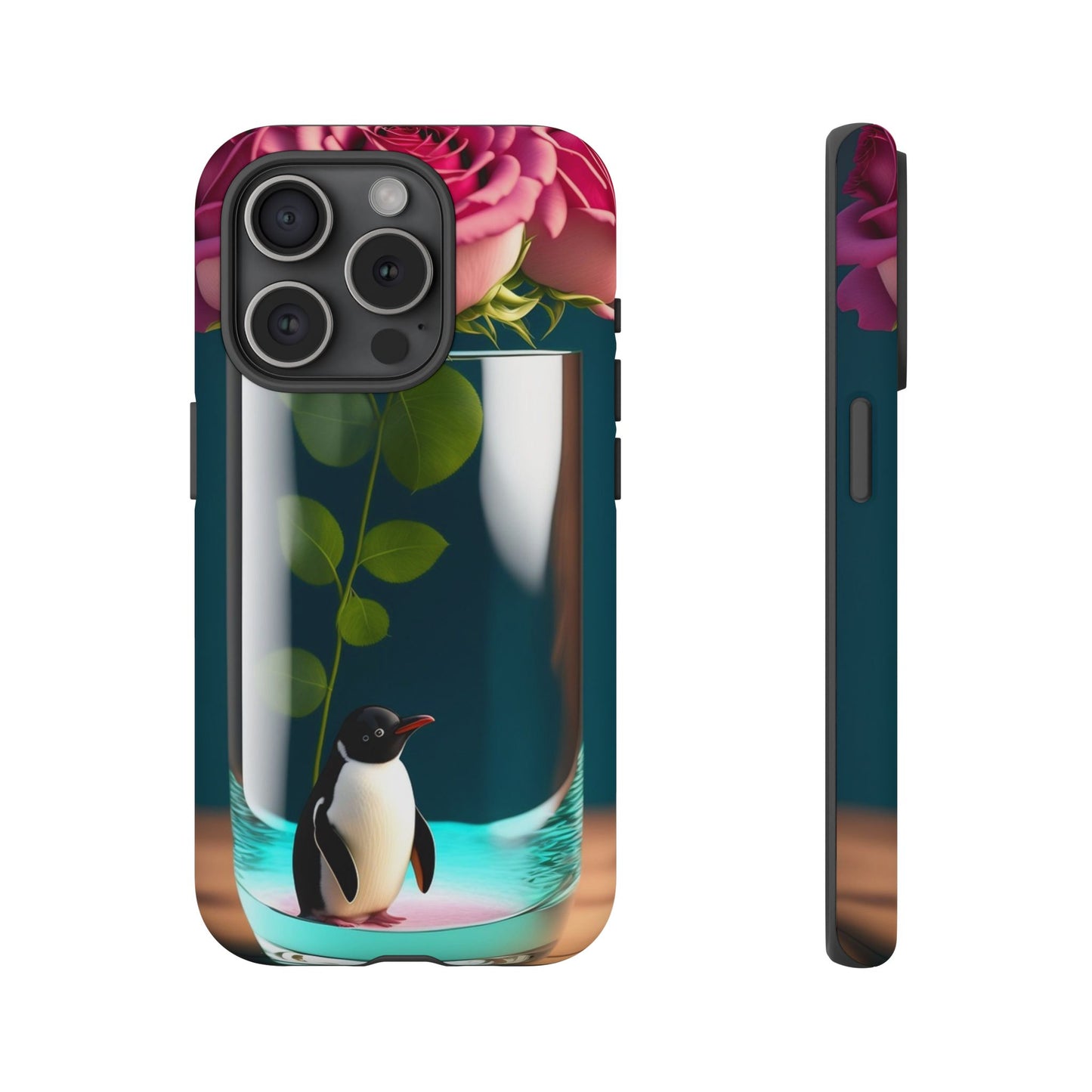 Penguin in a Glass Floral Tough Phone Case — Cute Protective Phone Cover