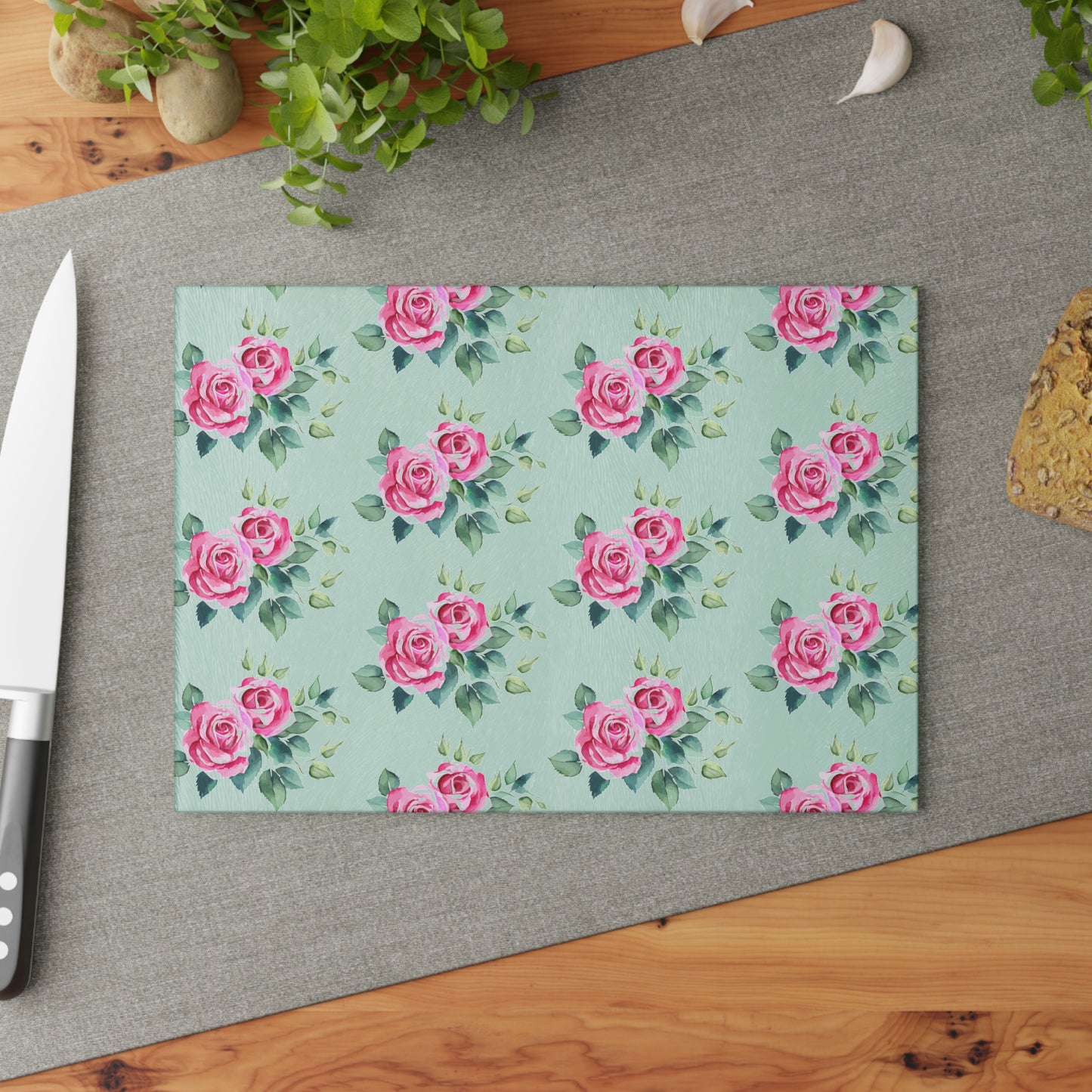 Glass Cutting Board - Roses