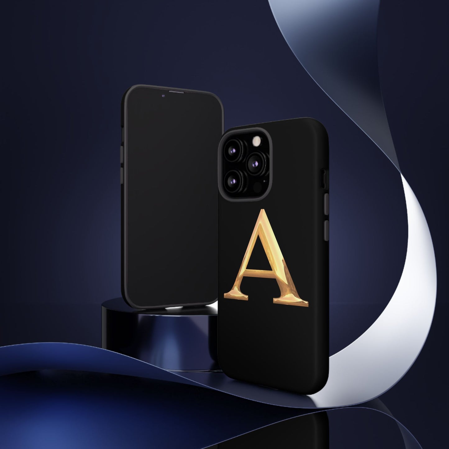 Custom Phone Case with Gold Letter A, Monogrammed Gift, Tough Protective Case, Personalized Phone Accessory, Unique Phone Cover
