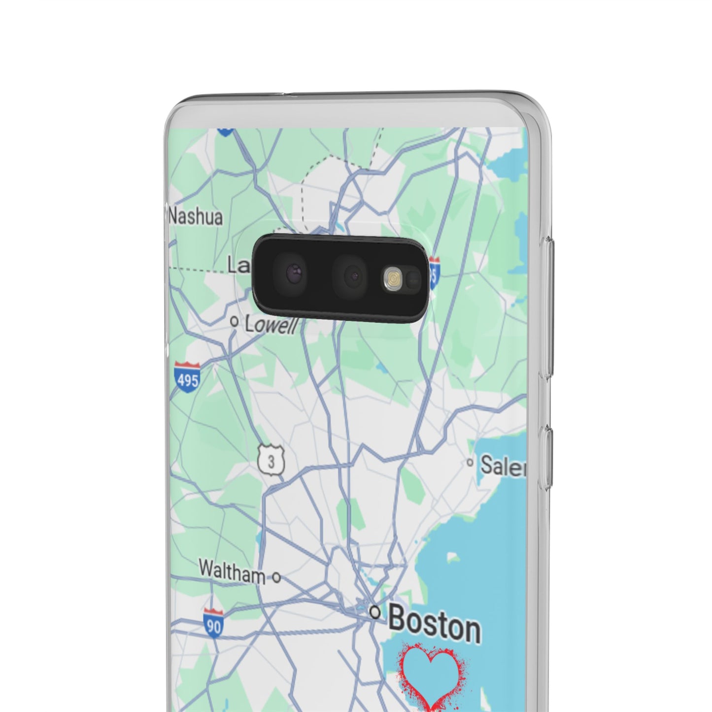 Boston Map Flexi Case for iPhone, Custom Location Phone Case, Unique Gift, Boston Heart Design, Travel Lover Accessory