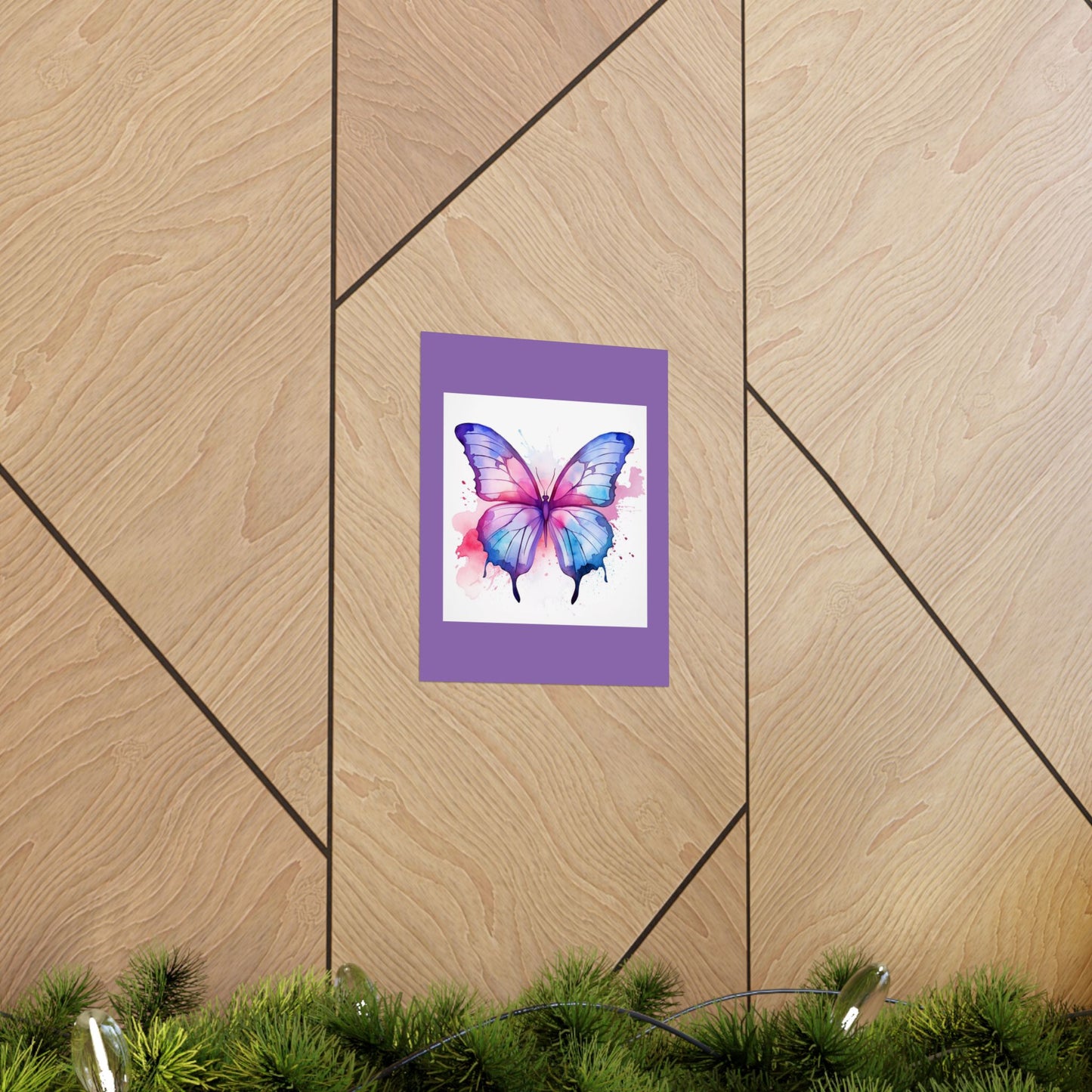 Butterfly Watercolor Matte Poster — Purple Vertical Art Print