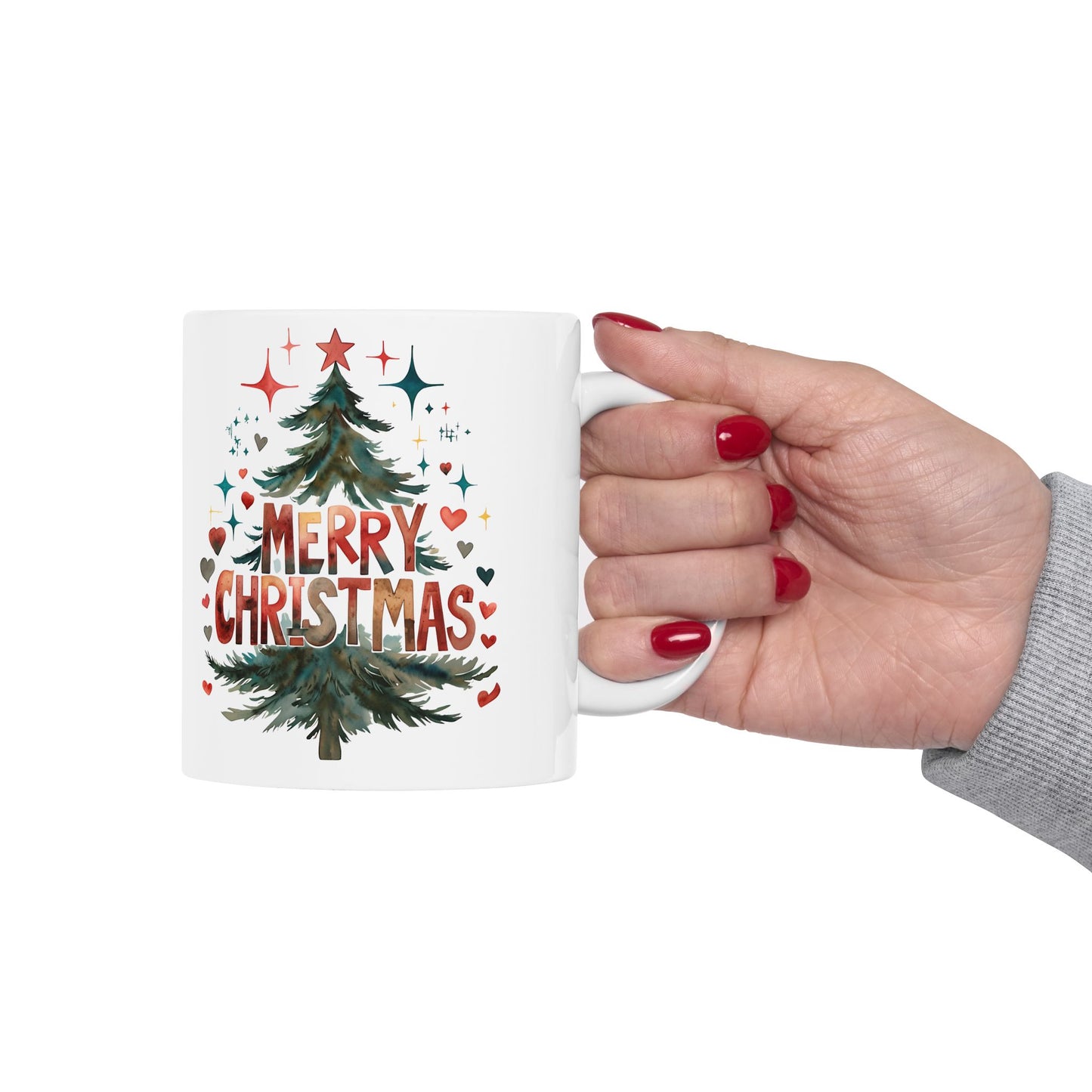Festive Christmas Mug, Holiday Gift, Hot Cocoa Cup, Merry Christmas Beverage Container, Winter Decor, Family Gatherings