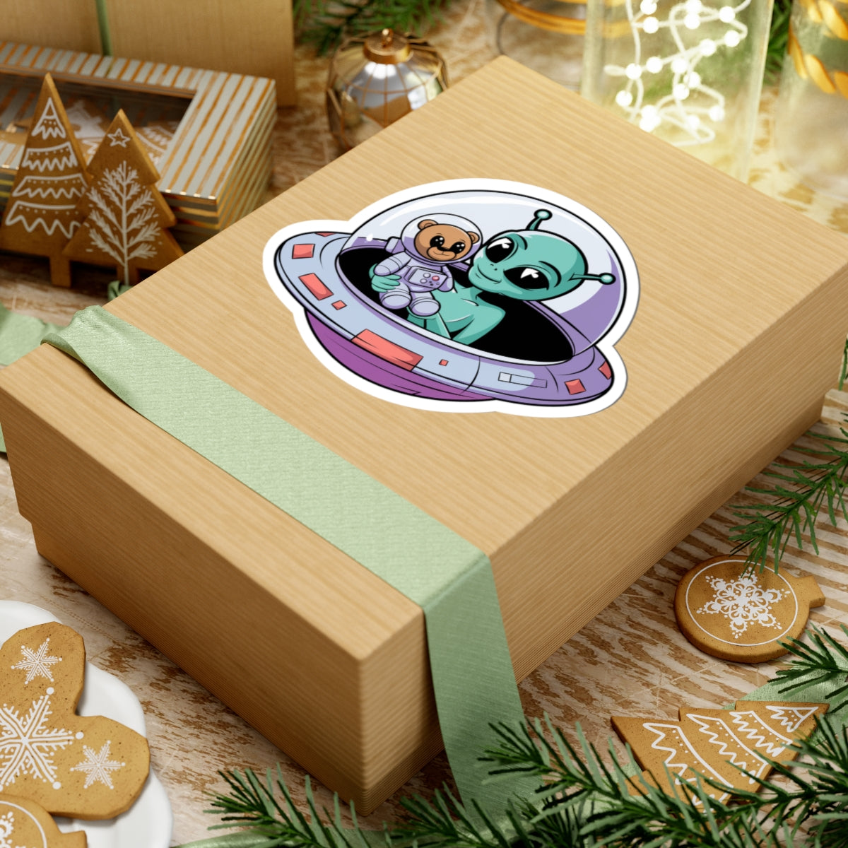 Cute Alien Sticker, Space Decor, Laptop Stickers, Kid Friendly Gift, UFO Art, Cosmic Aesthetic