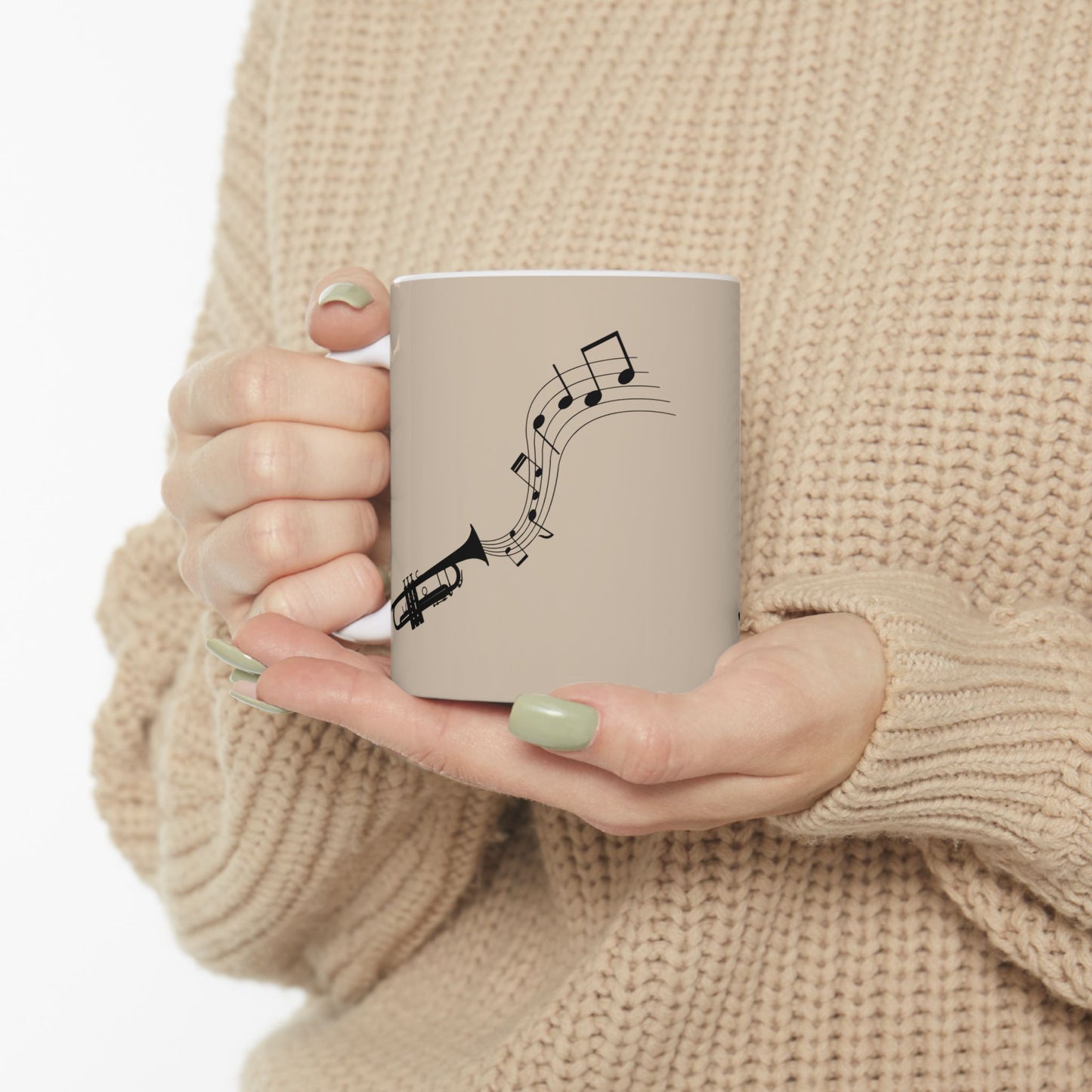 Trumpet Notes Ceramic Mug — Musical Instrument Coffee Cup (11oz/15oz)