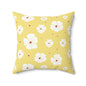 Floral Yellow Square Pillow – Cozy Home Decor, Gift for Her, Spring Accent, Mother's Day, Tropical Vibe